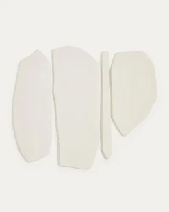 Kave Home Muurpanelen Siluna Set van 4 Wit Papier-maché