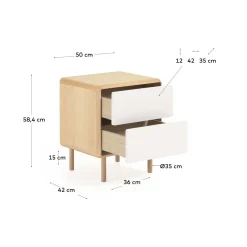 Kave Home Nachtkastje Anielle Massief Essenfineer 50x58,4cm