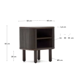 Kave Home Nachtkastje Mailen Essenfineer Zwart 50x55cm