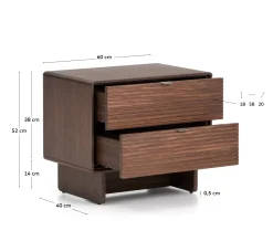 Kave Home Nachtkastje Norlen Walnoot 60cm