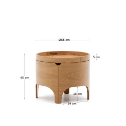 Kave Home Nachtkastje Octavia Essen Multiplex Ø55cm