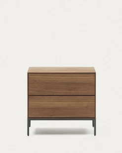 Kave Home Nachtkastje Vedrana 2 Laden Bruin Walnootfineer 60x55cm
