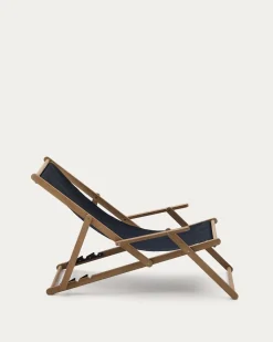 Kave Home Opklapbare Strandstoel Vilara Zwart Outdoor Acaciahout