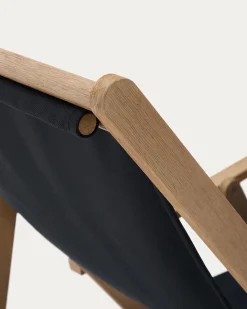 Kave Home Opklapbare Strandstoel Vilara Zwart Outdoor Acaciahout