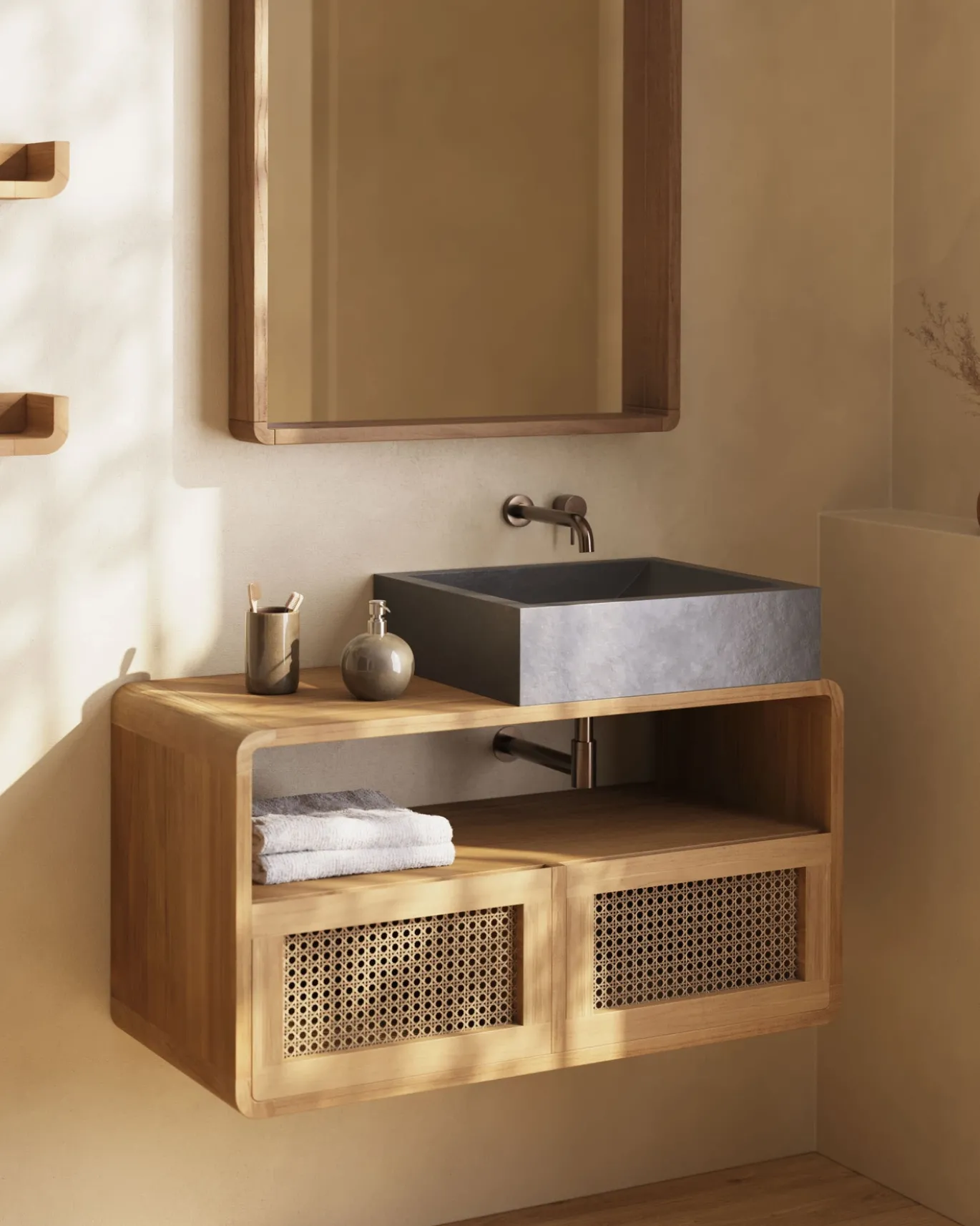 Kave Home Opzetwastafel Delina Zwart Terrazzo 40x45cm