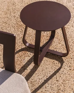 Kave Home Outdoor Bijzettafel Tamaris Aluminium Bruin Ø48cm