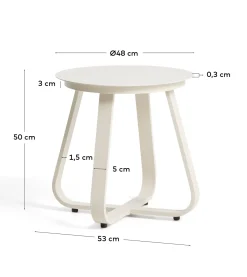 Kave Home Outdoor Bijzettafel Tamaris Aluminium Beige Ø48cm