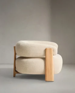 Kave Home Outdoor Fauteuil Granite Beige/Naturel Massief Teakhout