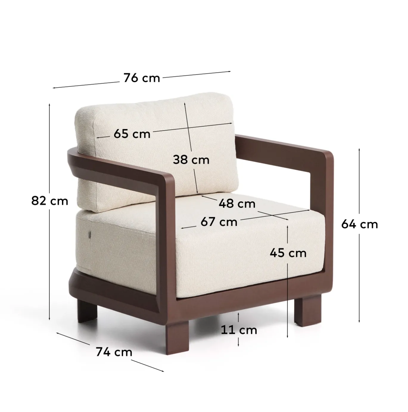 Kave Home Outdoor Fauteuil Nerano Aluminium Bruin
