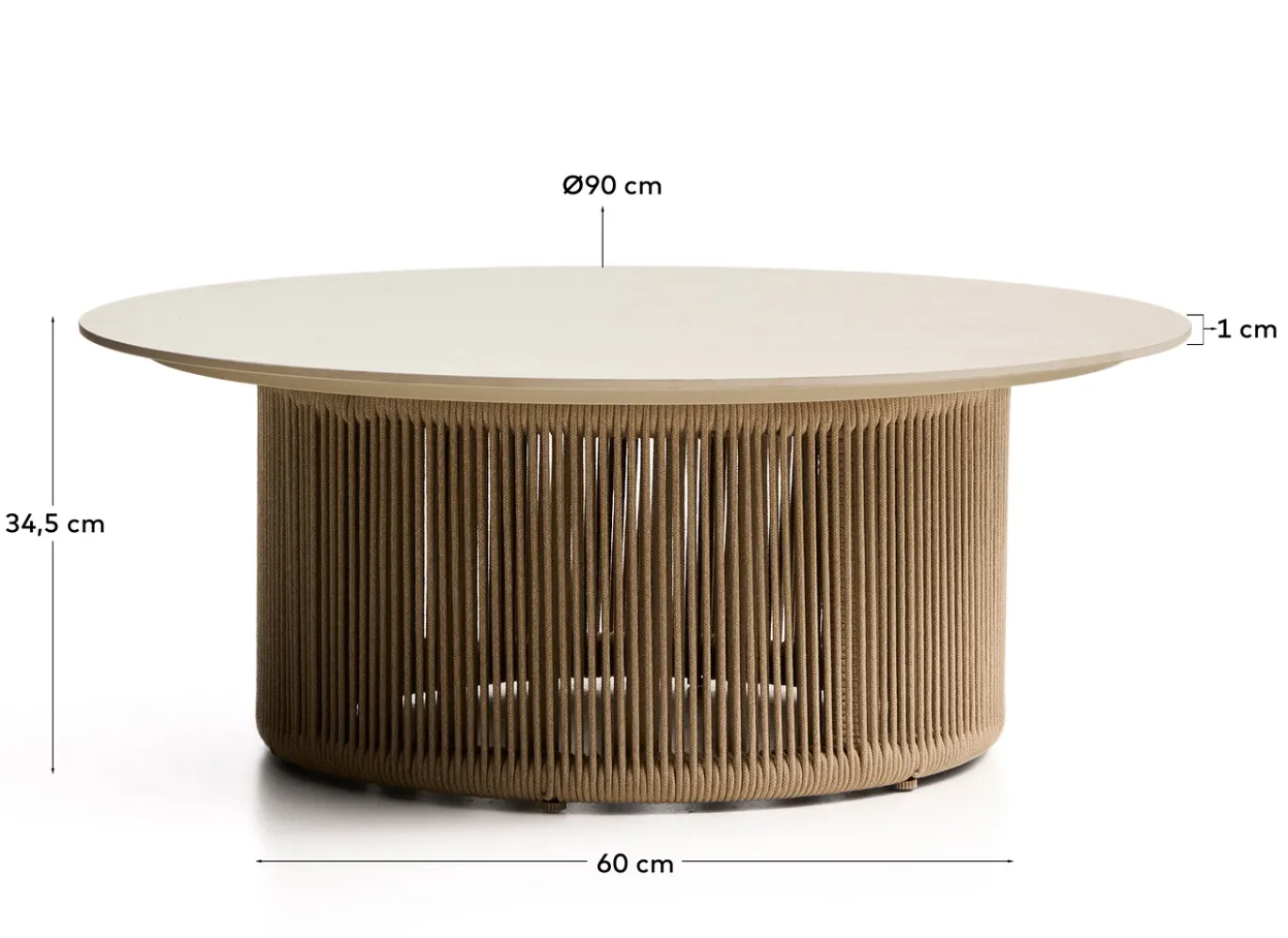 Kave Home Outdoor Salontafel Orosei Sintered Stone Beige Ø90cm