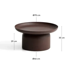 Kave Home Outdoor Salontafel Arcola Aluminium Bruin Ø70cm