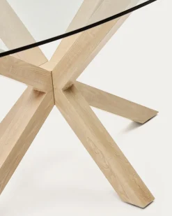 Kave Home Ovale Glazen Tafel Argo Stalen Poten Houteffect Ø200x100cm