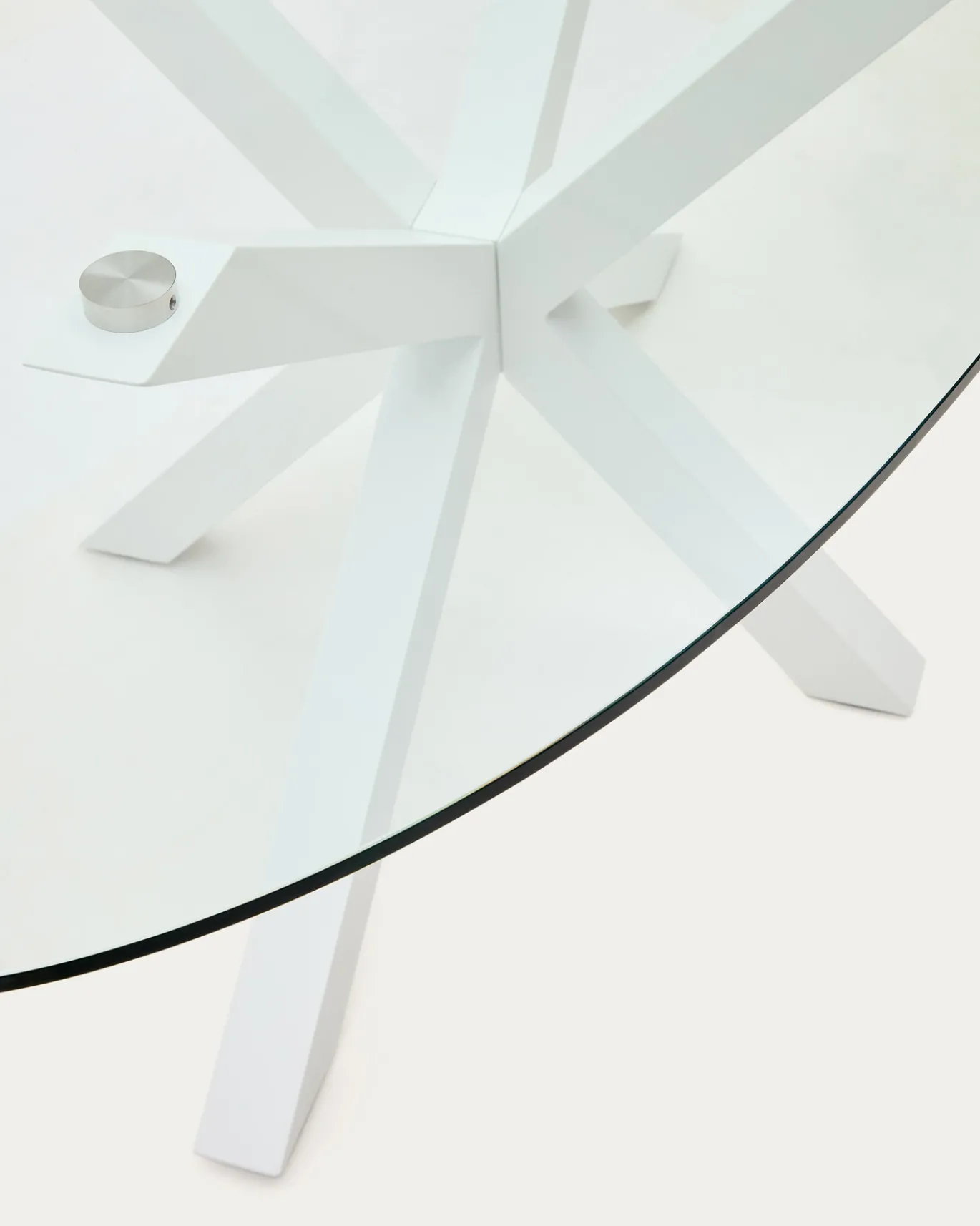 Kave Home Ovale Tafel Argo Glas Stalen Poten Wit Ø200x100cm