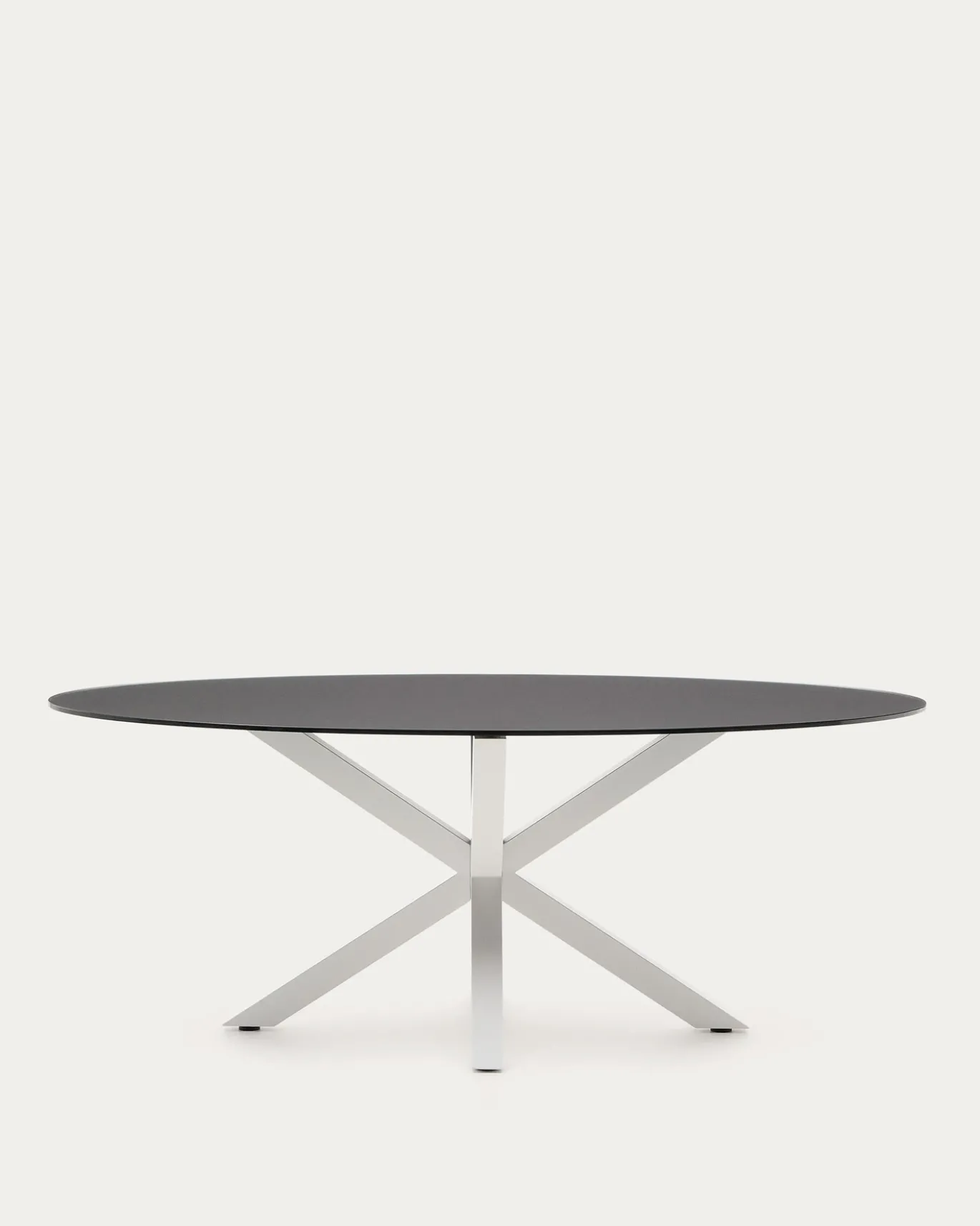 Kave Home Ovale Tafel Argo Matzwart Glas Wit Ø200x100cm