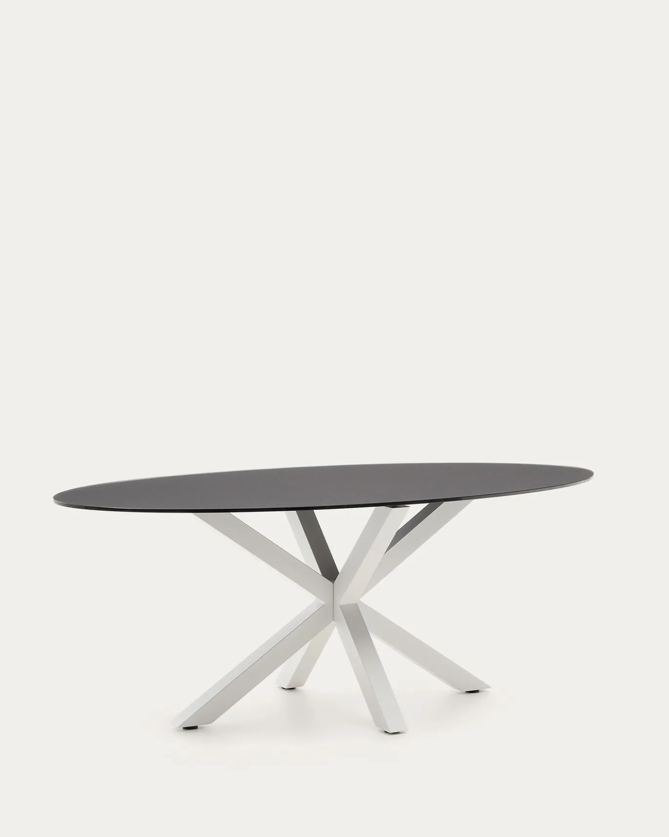 Kave Home Ovale Tafel Argo Matzwart Glas Wit Ø200x100cm