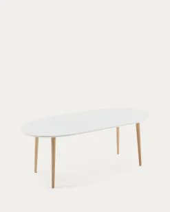 Kave Home Ovale Uitschuifbare Tafel Oqui Wit 120-200cm