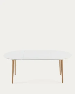 Kave Home Ovale Uitschuifbare Tafel Oqui Wit 120-200cm
