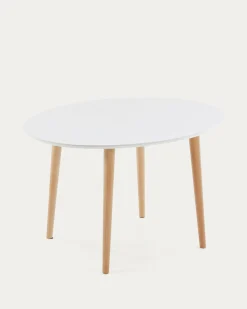 Kave Home Ovale Uitschuifbare Tafel Oqui Wit 120-200cm