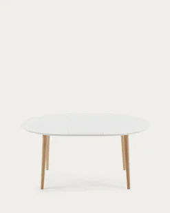 Kave Home Ovale Uitschuifbare Tafel Oqui Wit 120-200cm