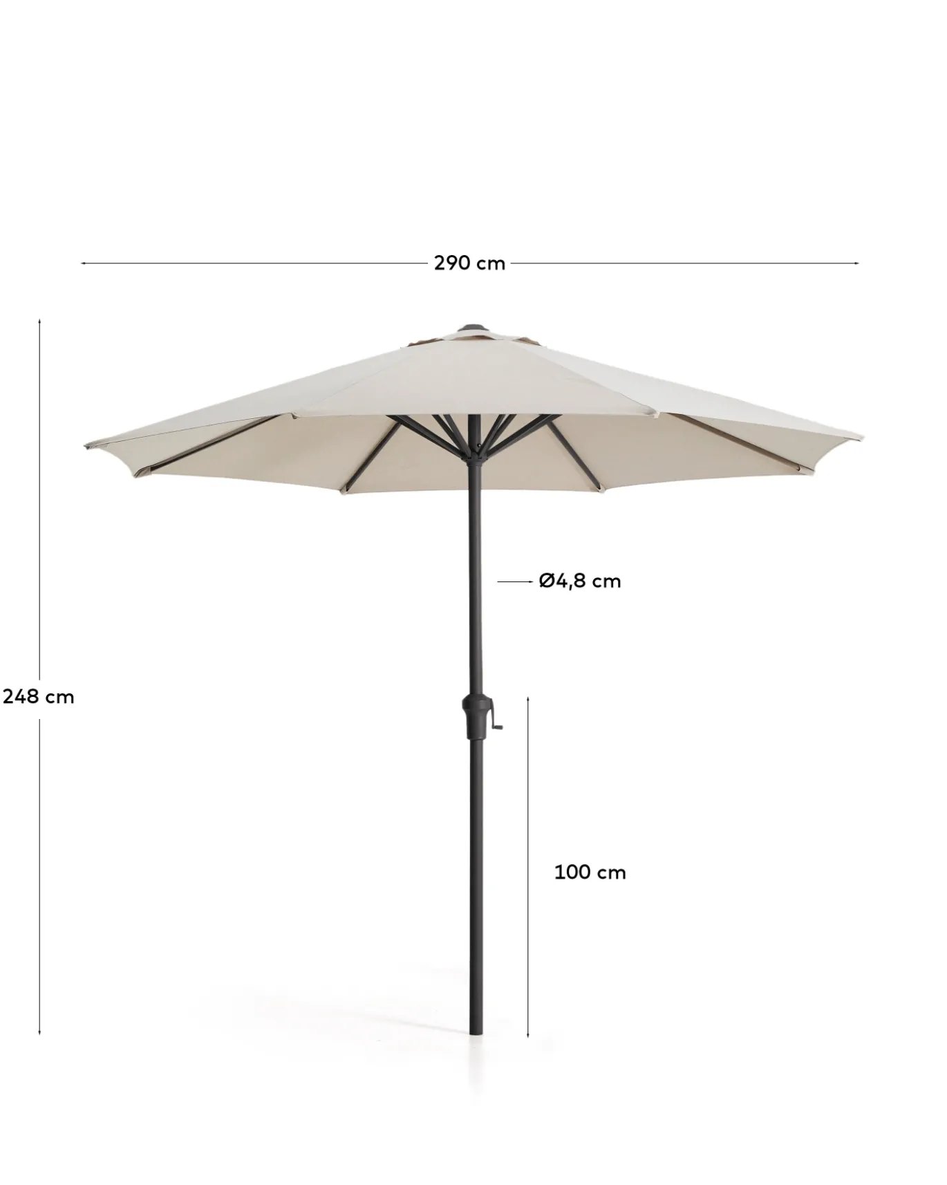 Kave Home Parasol Milna Staal Grafiet Beige Ø300cm