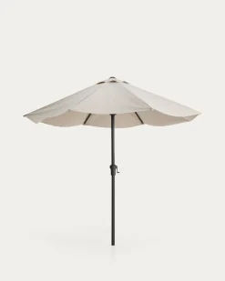 Kave Home Parasol Milna Staal Grafiet Beige Ø300cm