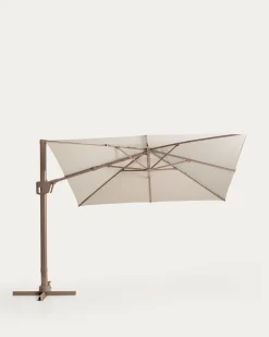 Kave Home Parasol Noli Excentrisch Aluminium Taupe Beige Ø300cm