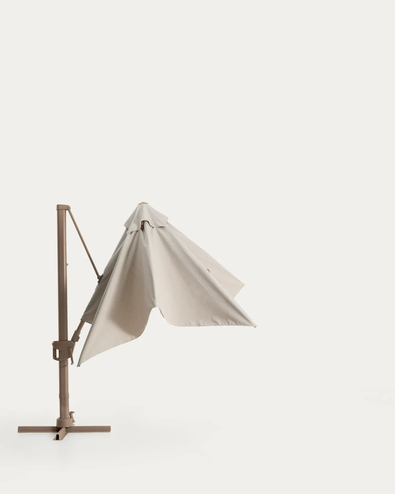 Kave Home Parasol Noli Excentrisch Aluminium Taupe Beige Ø300cm