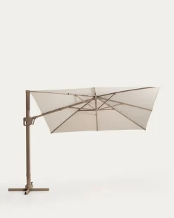 Kave Home Parasol Noli Excentrisch Aluminium Taupe Beige Ø300cm