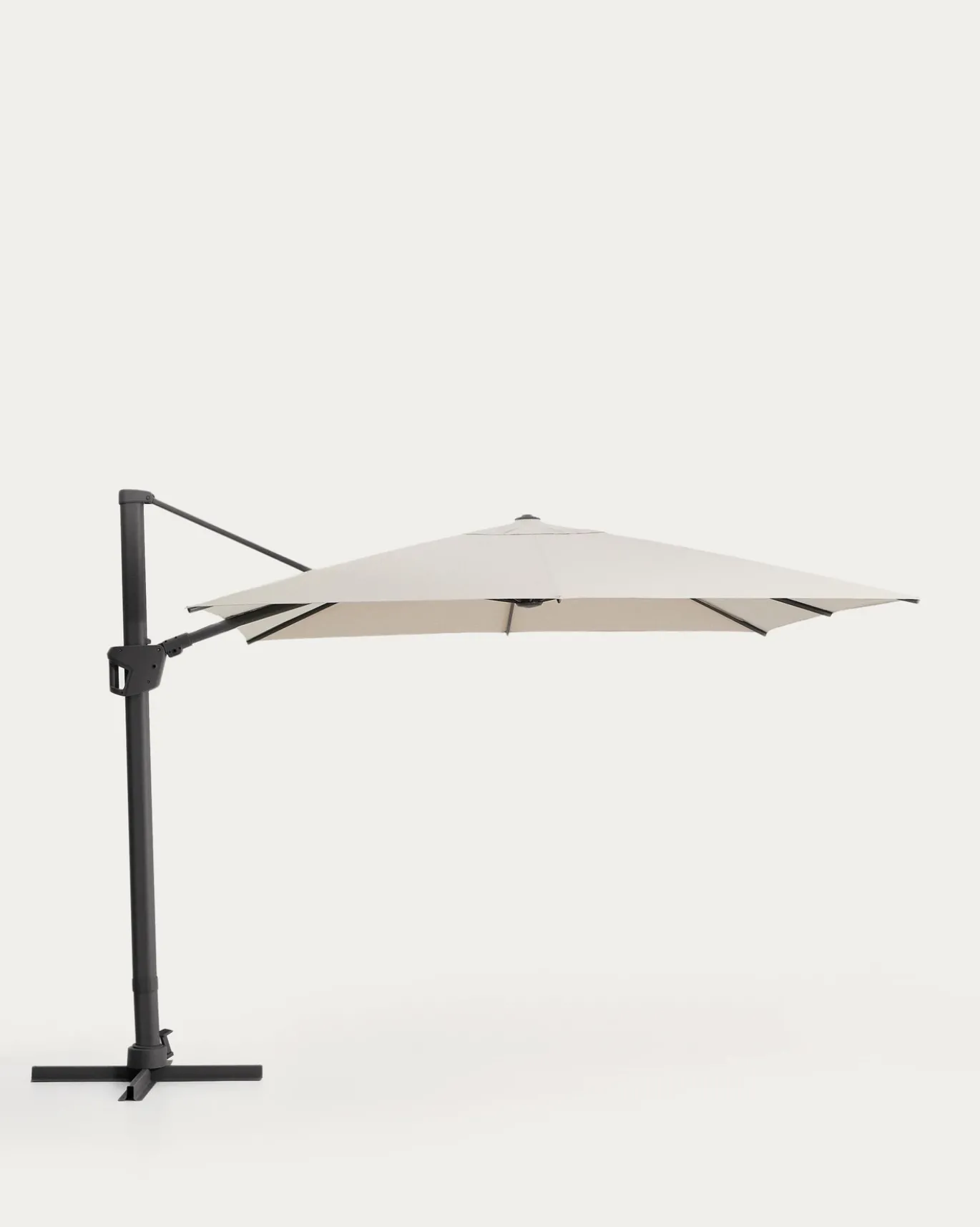 Kave Home Parasol Noli Excentrisch Aluminium Grafiet Beige Ø300cm