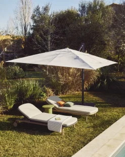 Kave Home Parasol Noli Excentrisch Aluminium Grafiet Beige Ø300cm