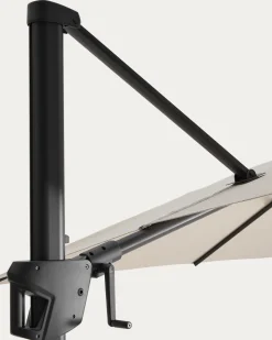 Kave Home Parasol Noli Excentrisch Aluminium Grafiet Beige Ø300cm