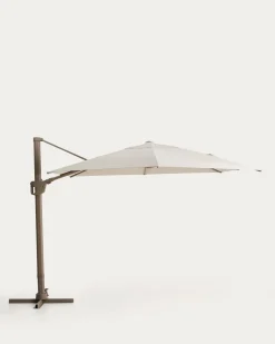 Kave Home Parasol Noli Excentrisch Aluminium Taupe Beige 300x420cm