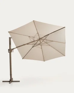 Kave Home Parasol Noli Excentrisch Aluminium Taupe Beige 300x420cm
