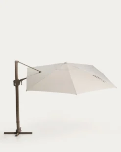 Kave Home Parasol Noli Excentrisch Aluminium Taupe Beige 300x420cm