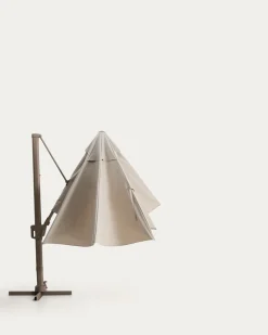 Kave Home Parasol Noli Excentrisch Aluminium Taupe Beige 300x420cm