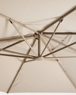 Kave Home Parasol Noli Excentrisch Aluminium Taupe Beige 300x420cm