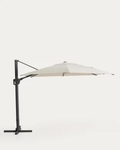 Kave Home Parasol Noli Excentrisch Aluminium Grafiet Beige 300x420cm