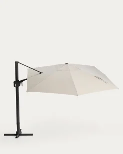 Kave Home Parasol Noli Excentrisch Aluminium Grafiet Beige 300x420cm
