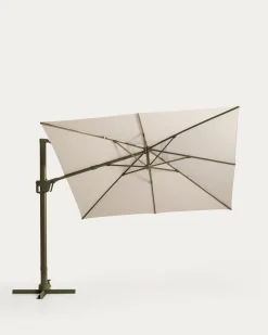 Kave Home Parasol Noli Excentrisch Aluminium Groen Beige Ø300cm