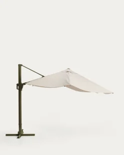 Kave Home Parasol Noli Excentrisch Aluminium Groen Beige Ø300cm