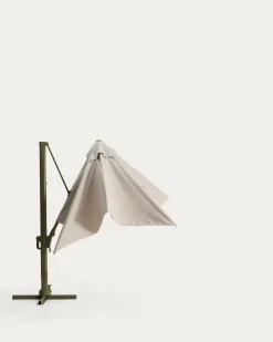 Kave Home Parasol Noli Excentrisch Aluminium Groen Beige Ø300cm