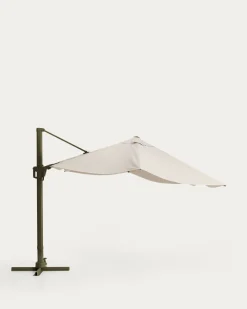 Kave Home Parasol Noli Excentrisch Aluminium Groen Beige Ø300cm