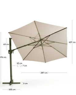 Kave Home Parasol Noli Excentrisch Aluminium Groen Beige 300x420cm