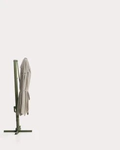 Kave Home Parasol Noli Excentrisch Aluminium Groen Beige 300x420cm