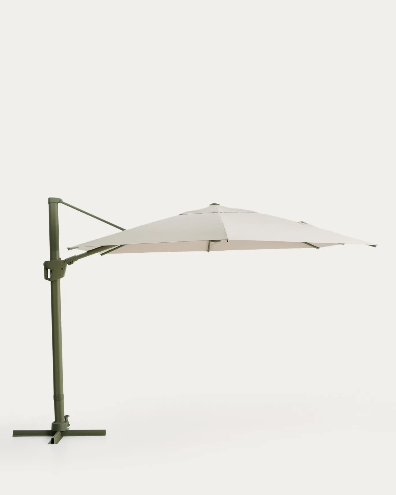 Kave Home Parasol Noli Excentrisch Aluminium Groen Beige 300x420cm