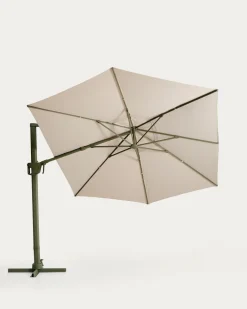 Kave Home Parasol Noli Excentrisch Aluminium Groen Beige 300x420cm