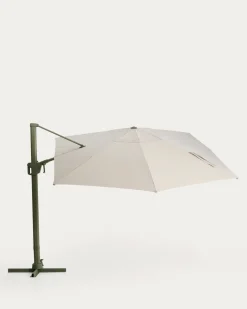 Kave Home Parasol Noli Excentrisch Aluminium Groen Beige 300x420cm