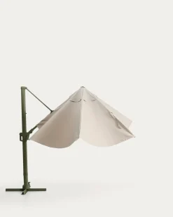 Kave Home Parasol Noli Excentrisch Aluminium Groen Beige 300x420cm