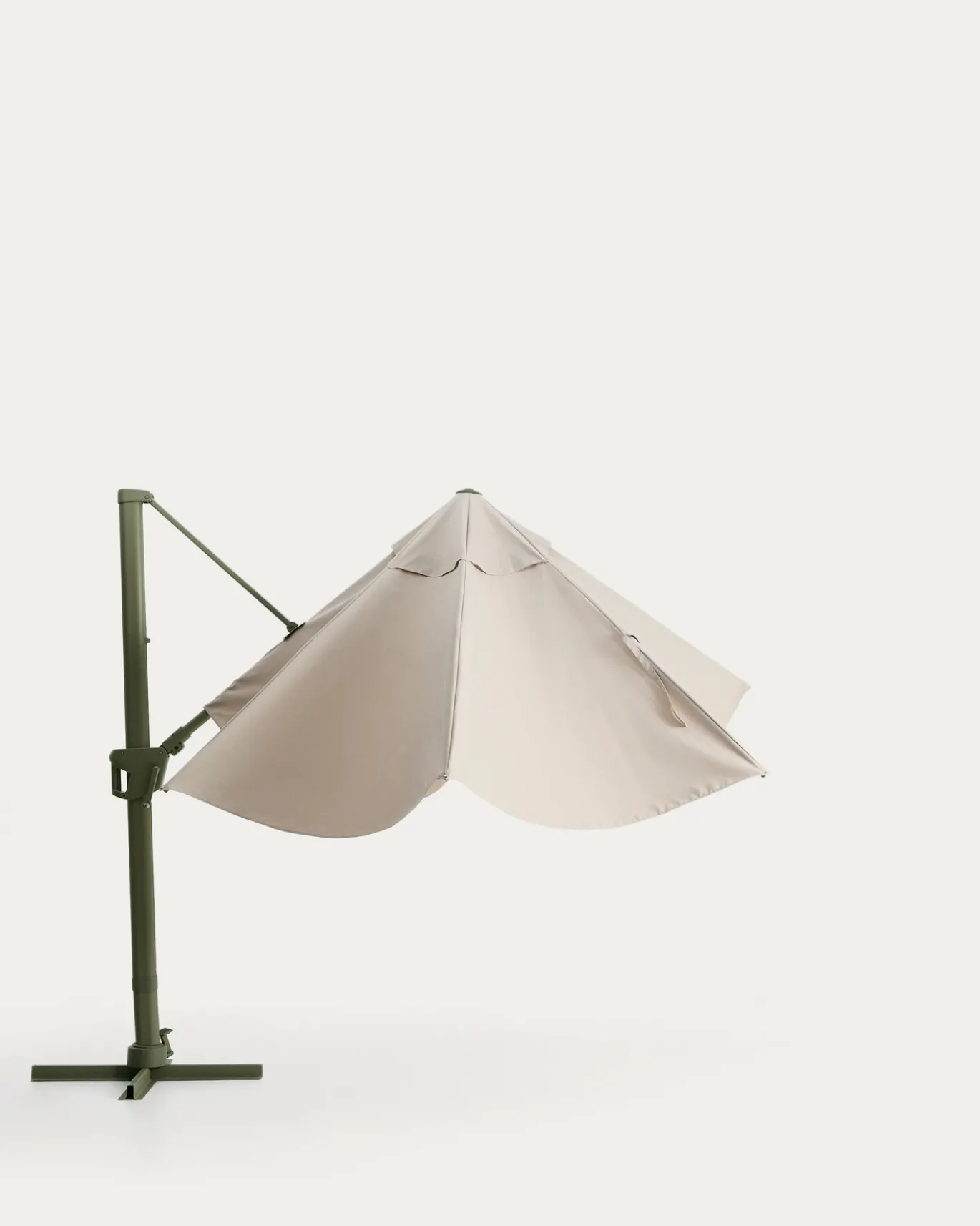 Kave Home Parasol Noli Excentrisch Aluminium Groen Beige 300x420cm