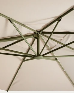Kave Home Parasol Noli Excentrisch Aluminium Groen Beige 300x420cm